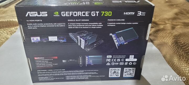 Видеокарта asus nvidia GeForce GT 730, GT730-4H-SL