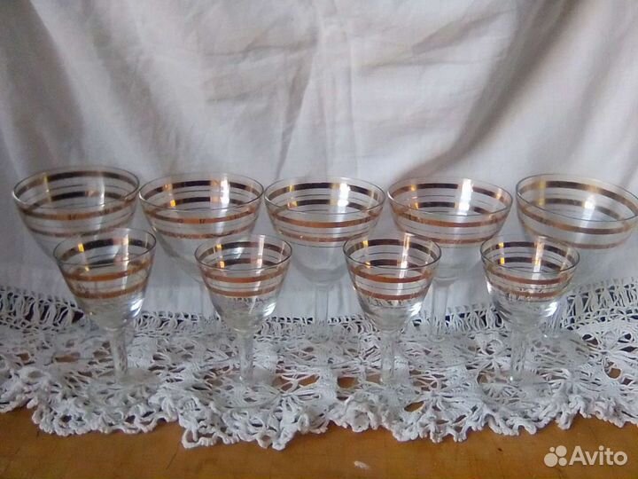Фужеры СССР тонкое стекло высокие с позолотой