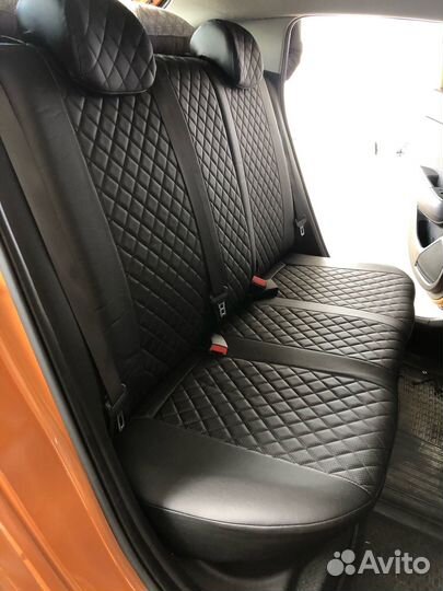 Модельные чехлы Автопилот на Киа Рио из эко кожи ч