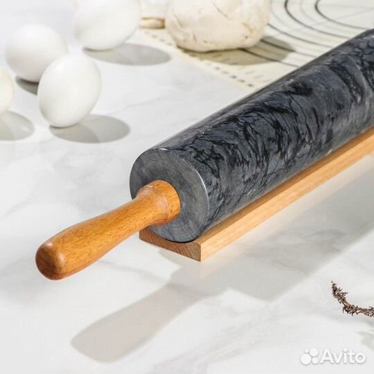 Скалка из мрамора Magistro, 455 см, цвет чёрный