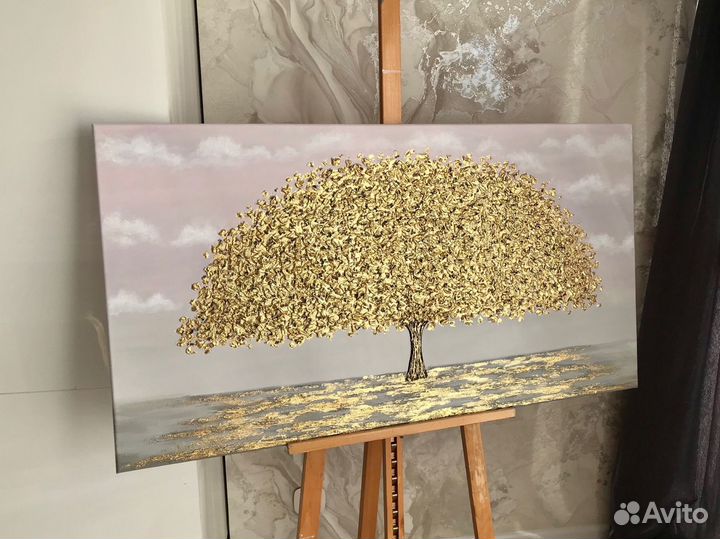 Большая картина маслом Золотое дерево благополучия