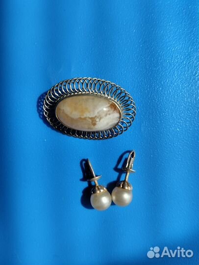 Брошь винтаж и серьги