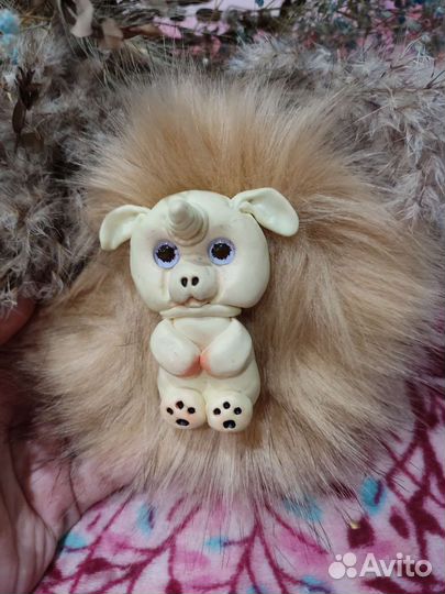 Чудик, игрушка из глины и меха