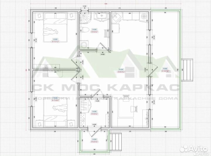 Каркасный дом 10х8м. 80.квадрат круглодочная