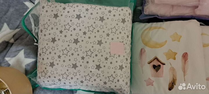 Бортики в детскую кроватку 12 подушек для девочки