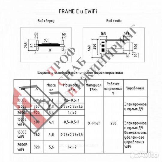 Конвектор электрический Frame E wi-fi 2000E в/к но