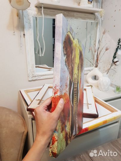 Картина слон 40 на 30. Холст на подрамнике