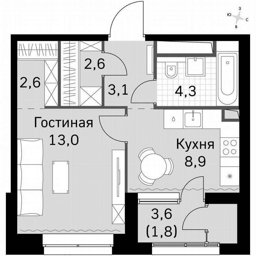 1-к. квартира, 36,4 м², 25/25 эт.