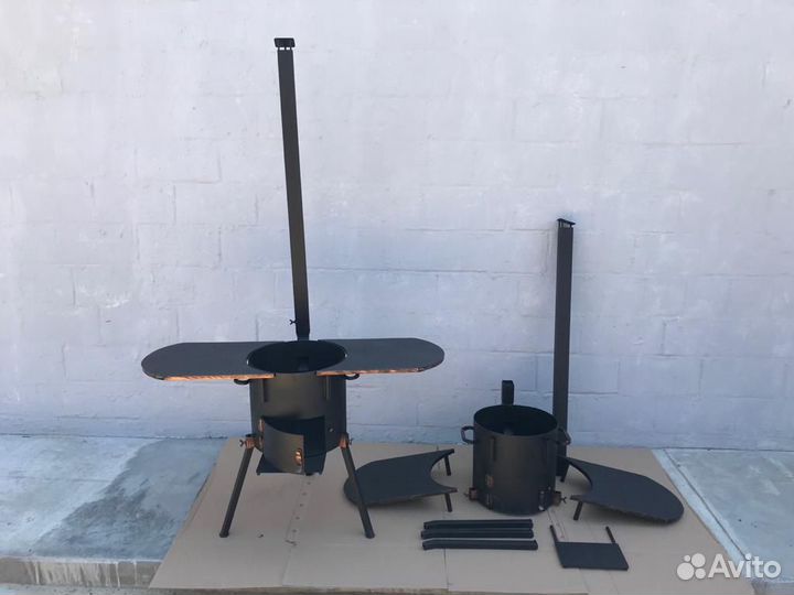 Учаг, печь из 2 и 3мм с полками, трубой и дверцой