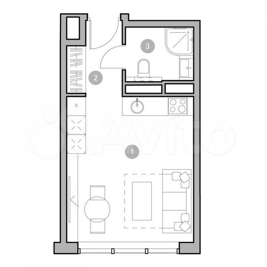 Квартира-студия, 25,7 м², 2/26 эт.