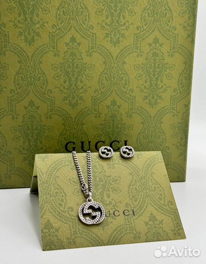 Цепочка кулон цепь колье серьги Гуччи Gucci