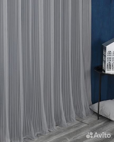 Тюль Плиссе Серый
