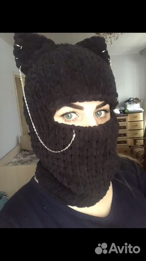 Балаклава кошечка утепленная флисом