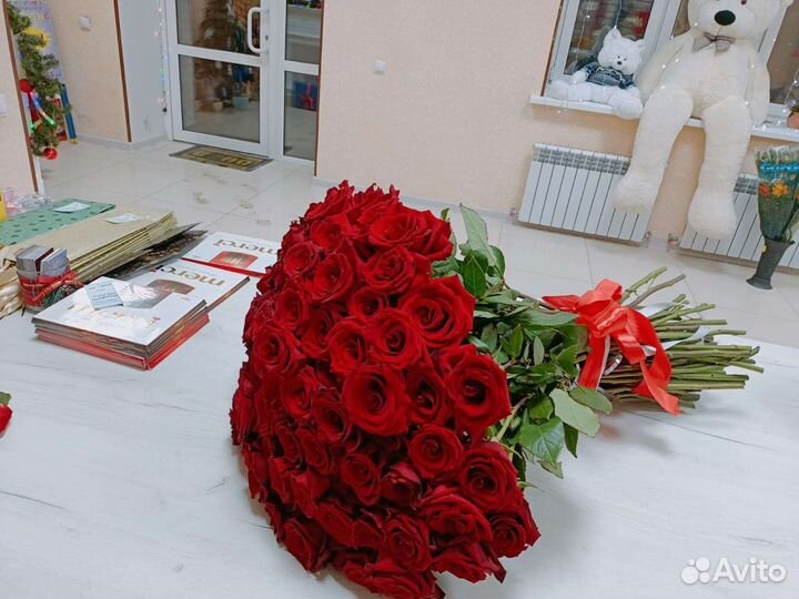 Букет 101 роза, цветы