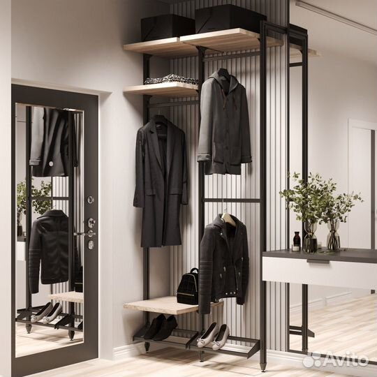 Гардеробная система лофт с обувницей
