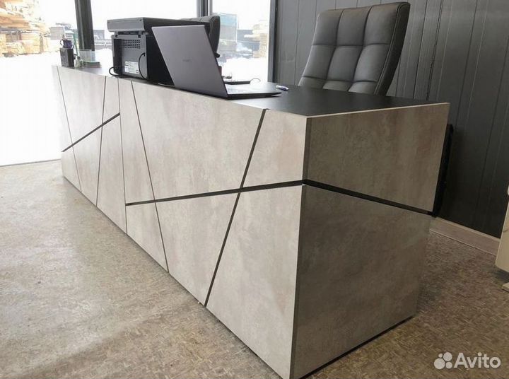 Стол руководителя Концепт Серый Мрамор