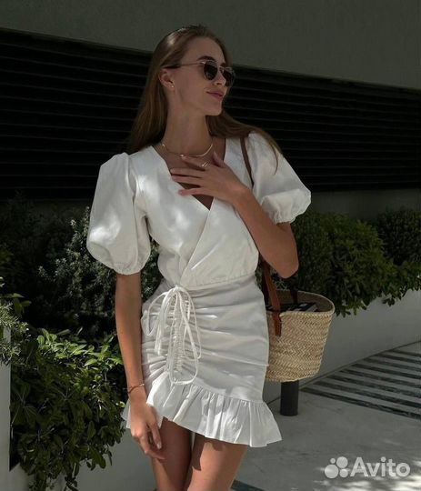 Платье мини с завязками в стиле зара