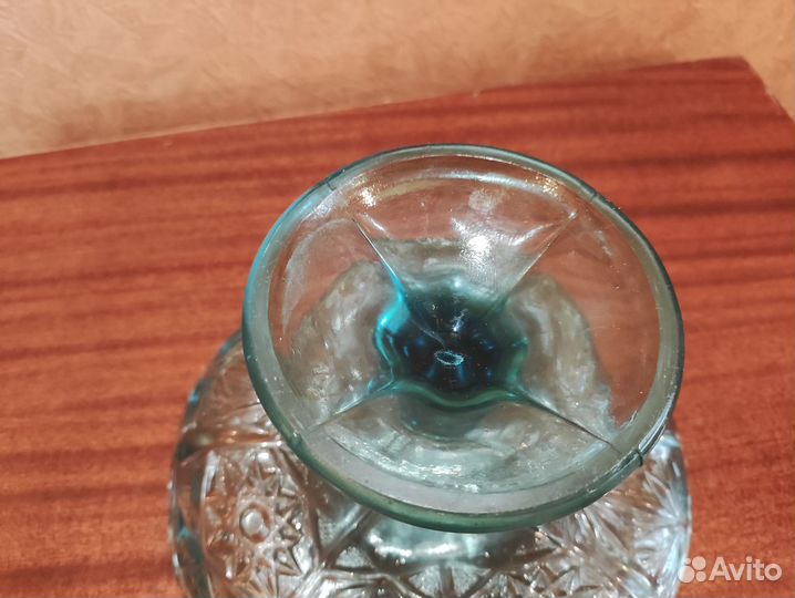 Ваза на ножке СССР купоросное стекло фруктовница