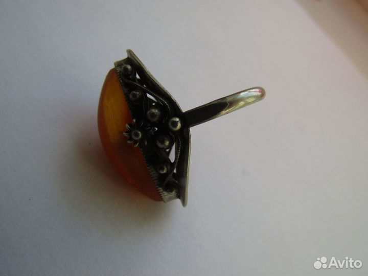 Винтажное кольцо С янтарем СССР