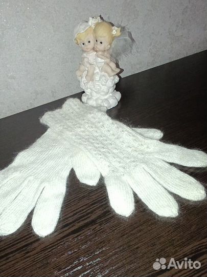 Перчатки пуховые, ажурные