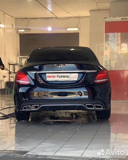 Диффузор + насадки Mercedes C-class w205 C63 хром