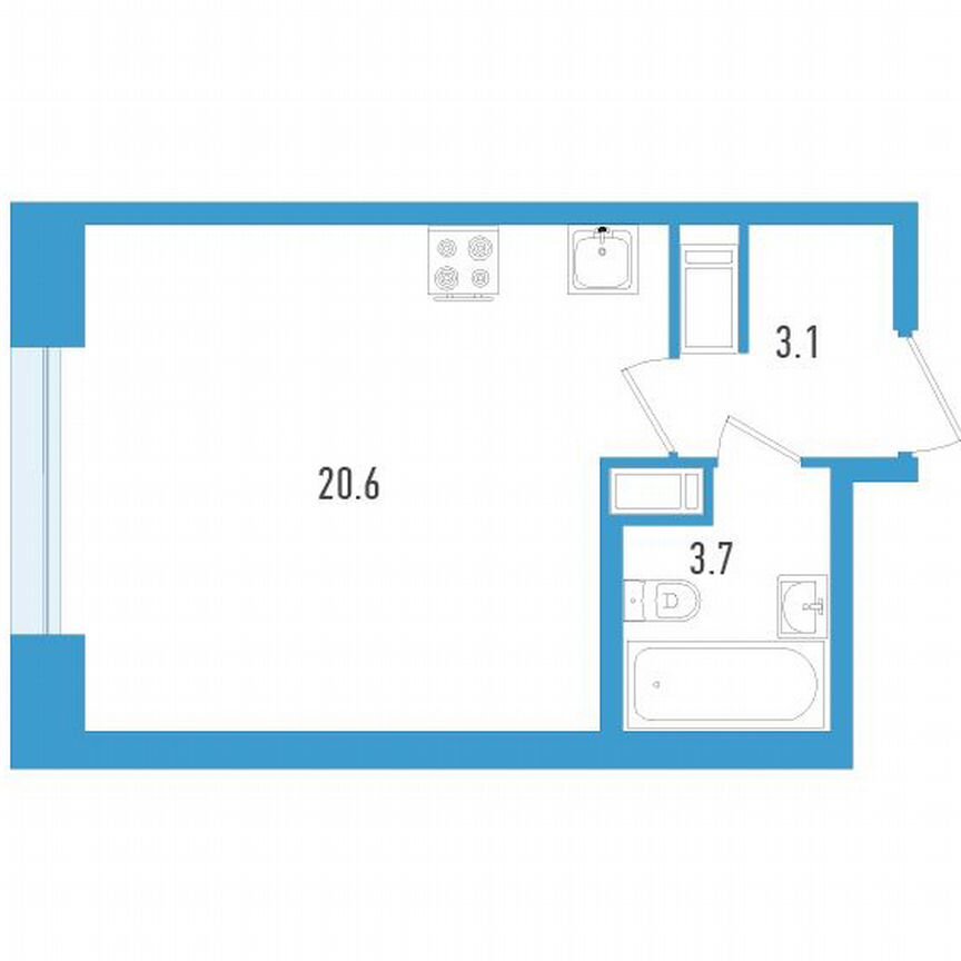 Квартира-студия, 27 м², 3/19 эт.