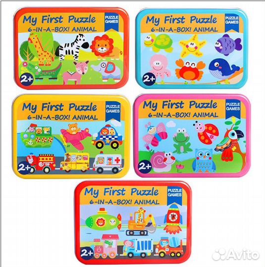Пазлы для детей набор 6 в одном новые