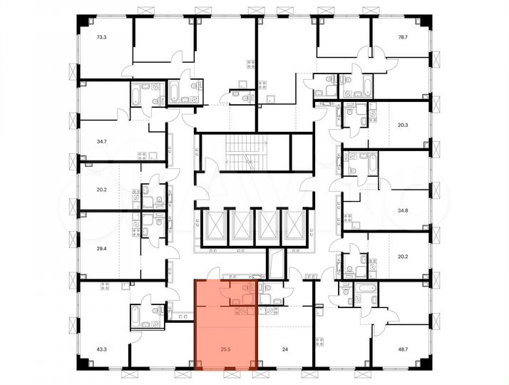 Квартира-студия, 25,5 м², 17/33 эт.