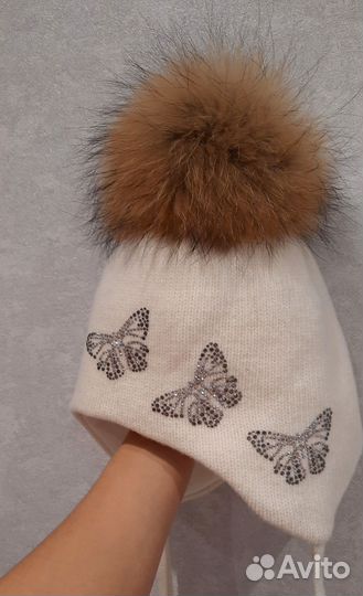 Шапка зимняя с натуральным помпоном