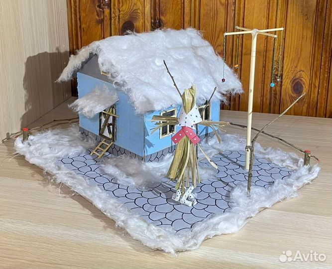 Поделка зимняя домик, светодиод