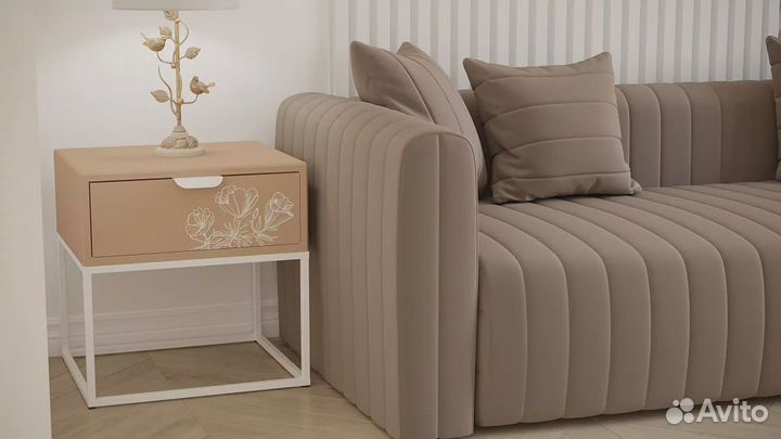 Прикроватная тумба Калифорния Дрим Пудра/Белый