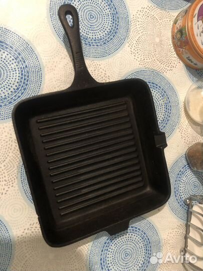 Чугунная сковорода гриль б/у