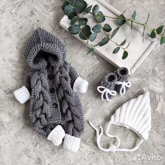 Комбинезон вязаный на выписку, вязание на заказ