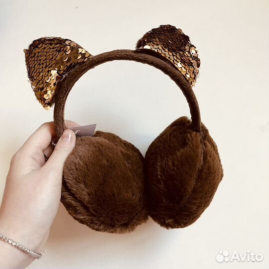 Наушники детские с ушками теплые шапка