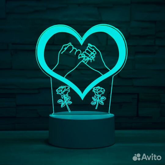 3D Ночник Сердце