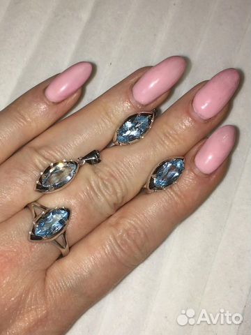 Комплект серебро 925 голубой топаз