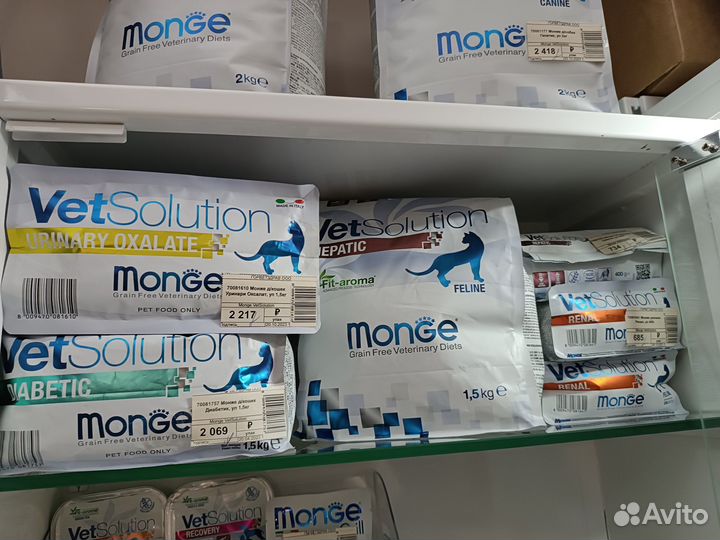 Ветеринарный корм Monge, остатки