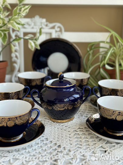 Чайный сервиз лфз, СССР Синий кобальт