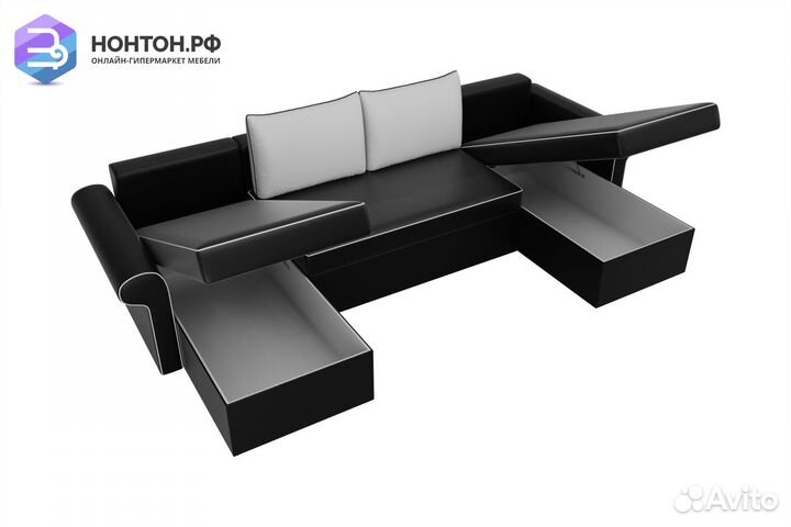 Диван п-образный дельфин Милфорд экокожа черная