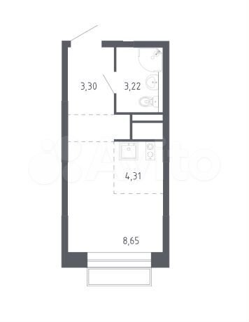 Квартира-студия, 19,5 м², 2/22 эт.