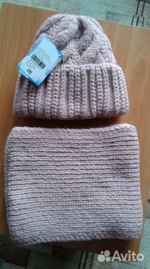 Комплект шапка и снуд женский новый
