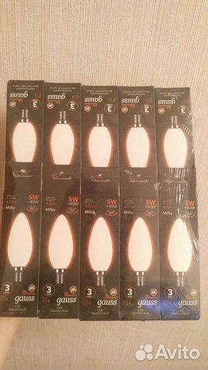 Лампы диодные свечки Gauss 10 штук новые