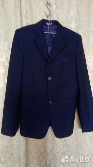 Школьный костюм синий рост 152 (брюки+пиджак)