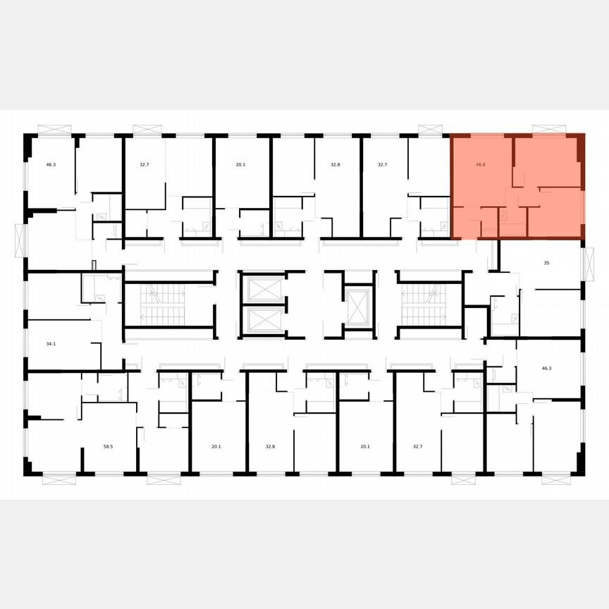 2-к. апартаменты, 46,8 м², 2/24 эт.