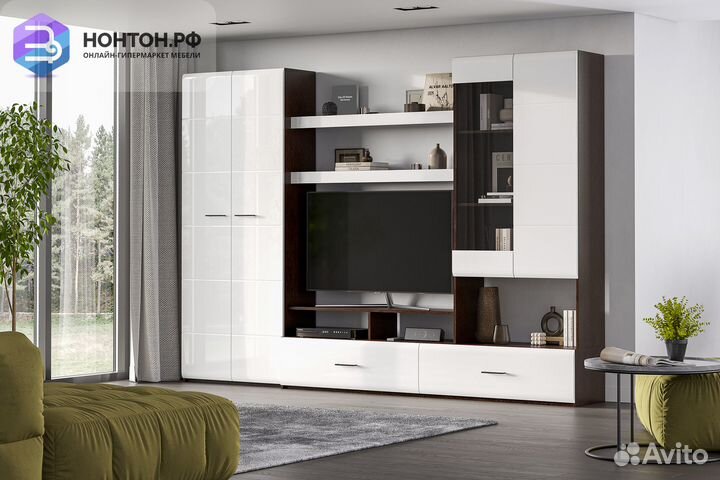 Гостиная Майями дуб венге / белый глянец