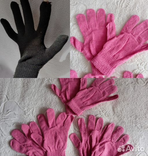 Перчатки черные розовые Мужские, женские. Хлопок