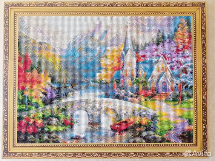 Пейзаж из алмазной мозаики, готовый