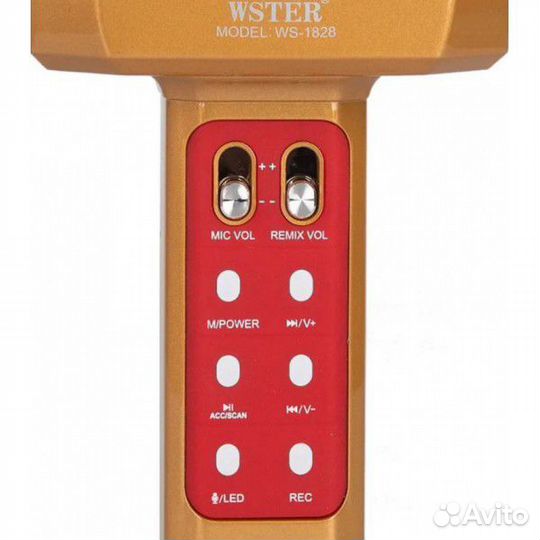 Колонка микрофон Bluetooth караоке WS-1828 золото