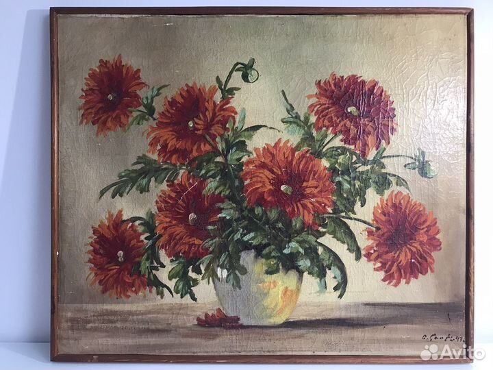 Старинная картина маслом на холсте