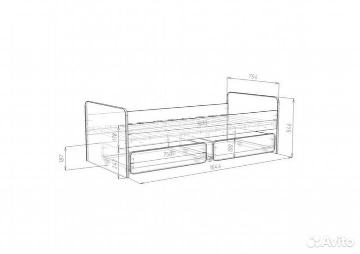 Детская кровать с бортиком и ящиками